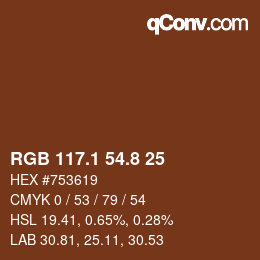Color code: RGB 117.1 54.8 25 | qconv.com