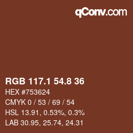 カラーコード: RGB 117.1 54.8 36 | qconv.com