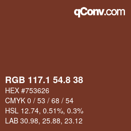 Color code: RGB 117.1 54.8 38 | qconv.com