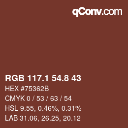 Color code: RGB 117.1 54.8 43 | qconv.com
