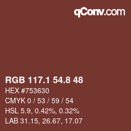 Color code: RGB 117.1 54.8 48 | qconv.com