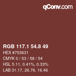 Color code: RGB 117.1 54.8 49 | qconv.com