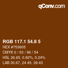 Color code: RGB 117.1 54.8 5 | qconv.com