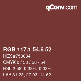 Color code: RGB 117.1 54.8 52 | qconv.com