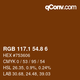 カラーコード: RGB 117.1 54.8 6 | qconv.com