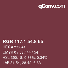 カラーコード: RGB 117.1 54.8 65 | qconv.com
