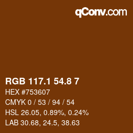Farbcode: RGB 117.1 54.8 7 | qconv.com