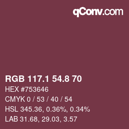 カラーコード: RGB 117.1 54.8 70 | qconv.com