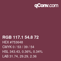 Color code: RGB 117.1 54.8 72 | qconv.com