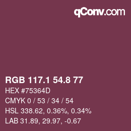Color code: RGB 117.1 54.8 77 | qconv.com