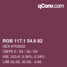 Color code: RGB 117.1 54.8 82 | qconv.com