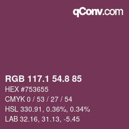 カラーコード: RGB 117.1 54.8 85 | qconv.com