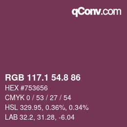 カラーコード: RGB 117.1 54.8 86 | qconv.com