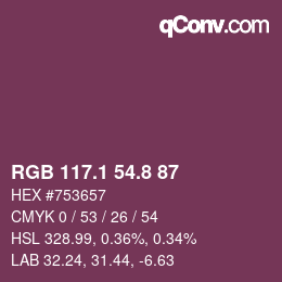 Color code: RGB 117.1 54.8 87 | qconv.com
