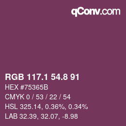 カラーコード: RGB 117.1 54.8 91 | qconv.com