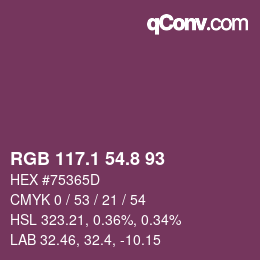 カラーコード: RGB 117.1 54.8 93 | qconv.com