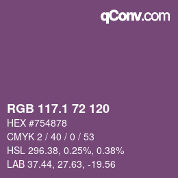 カラーコード: RGB 117.1 72 120 | qconv.com