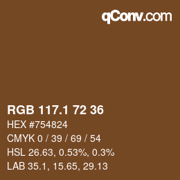 カラーコード: RGB 117.1 72 36 | qconv.com