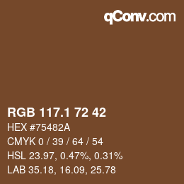 カラーコード: RGB 117.1 72 42 | qconv.com