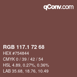 カラーコード: RGB 117.1 72 68 | qconv.com