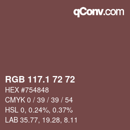 カラーコード: RGB 117.1 72 72 | qconv.com