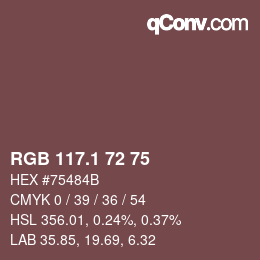 カラーコード: RGB 117.1 72 75 | qconv.com