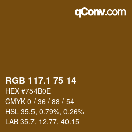 カラーコード: RGB 117.1 75 14 | qconv.com