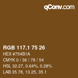 カラーコード: RGB 117.1 75 26 | qconv.com
