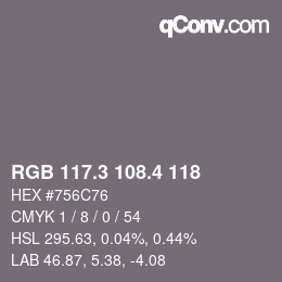 カラーコード: RGB 117.3 108.4 118 | qconv.com