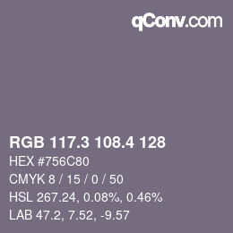 カラーコード: RGB 117.3 108.4 128 | qconv.com