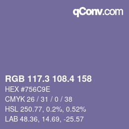 カラーコード: RGB 117.3 108.4 158 | qconv.com