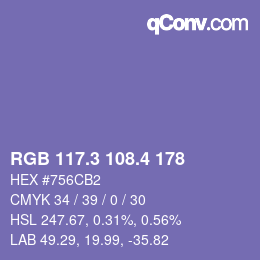 カラーコード: RGB 117.3 108.4 178 | qconv.com