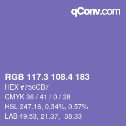 カラーコード: RGB 117.3 108.4 183 | qconv.com