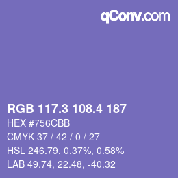 カラーコード: RGB 117.3 108.4 187 | qconv.com
