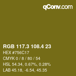 カラーコード: RGB 117.3 108.4 23 | qconv.com