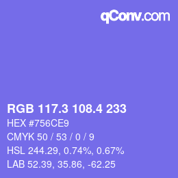 カラーコード: RGB 117.3 108.4 233 | qconv.com