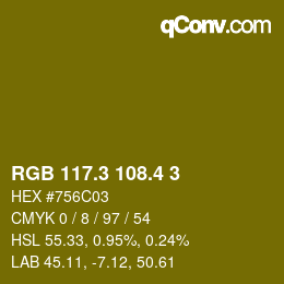 カラーコード: RGB 117.3 108.4 3 | qconv.com