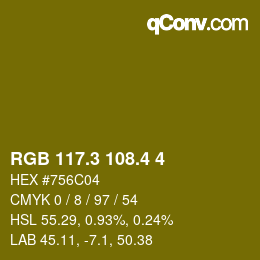 カラーコード: RGB 117.3 108.4 4 | qconv.com
