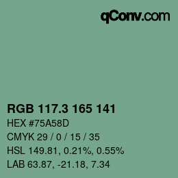 カラーコード: RGB 117.3 165 141 | qconv.com