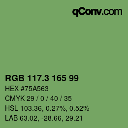 カラーコード: RGB 117.3 165 99 | qconv.com