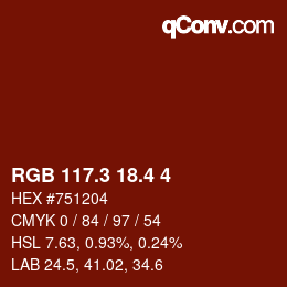カラーコード: RGB 117.3 18.4 4 | qconv.com