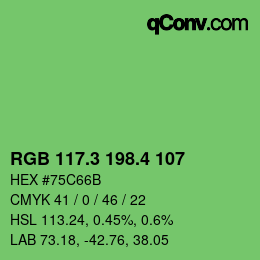 カラーコード: RGB 117.3 198.4 107 | qconv.com