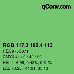 カラーコード: RGB 117.3 198.4 113 | qconv.com