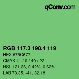 カラーコード: RGB 117.3 198.4 119 | qconv.com