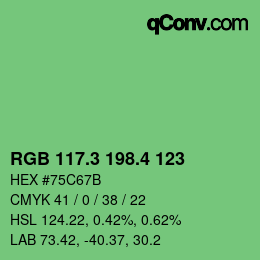 カラーコード: RGB 117.3 198.4 123 | qconv.com