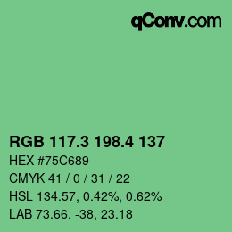 カラーコード: RGB 117.3 198.4 137 | qconv.com