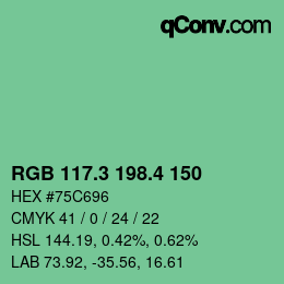 カラーコード: RGB 117.3 198.4 150 | qconv.com