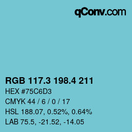 カラーコード: RGB 117.3 198.4 211 | qconv.com