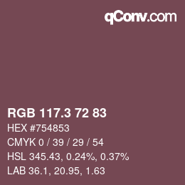 カラーコード: RGB 117.3 72 83 | qconv.com