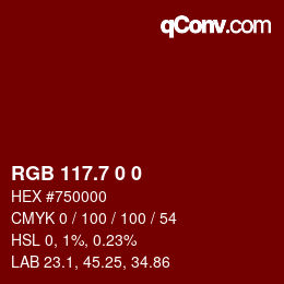 カラーコード: RGB 117.7 0 0 | qconv.com